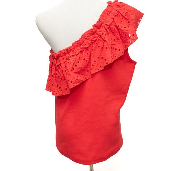 Tru Luxe Jeans Red One Shoulder Summer Top Size XL - Picture 3 of 8